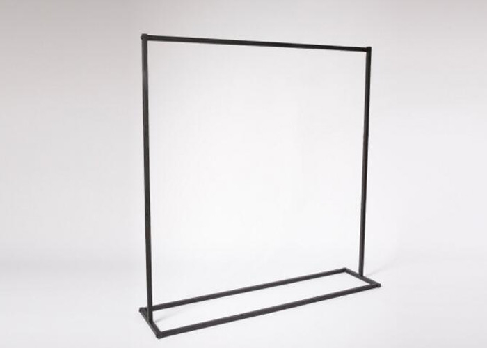 Metal Retail Chain Stores Hanging Clothes Display Rack Flooring Stand Black Color supplier